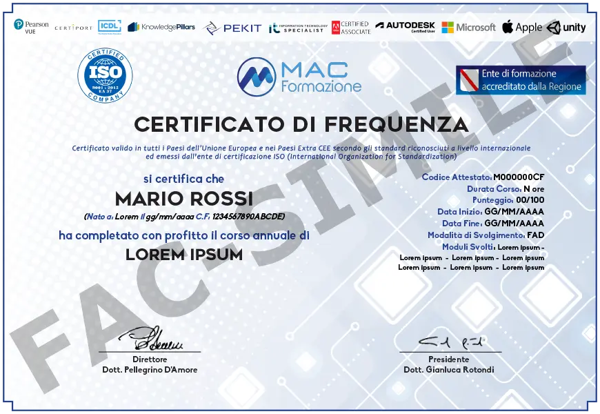 Attestato Annuale FAC-Simile